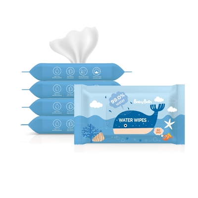 EDI Pure Water Baby Wipes 99 5 ผ้าเช็ดทำความสะอาดน้ำบริสุทธิ์ OEM 60pulls ผ้าเช็ดทำความสะอาดแบบใช้แล้วทิ้ง
