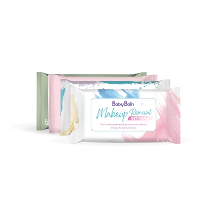 เมคอัพรีมูฟเวอร์เช็ดทำความสะอาดผิวหน้า Hypoallergenic Wet Tissue Disposable