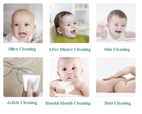 ตัวอย่างฟรี Baby Wipes Sensitive Baby Wipes สำหรับทารกแรกเกิดที่ย่อยสลายได้ตามธรรมชาติ ไม่มีกลิ่น