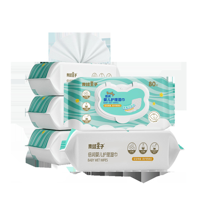 ป้ายชื่อส่วนตัว Oem Soft Wet Wipes แบบใช้แล้วทิ้งที่ละเอียดอ่อน 80 ชิ้นสำหรับการทำความสะอาดปากมือเด็ก