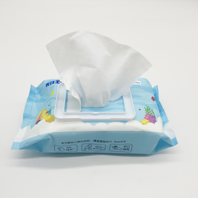 การทำความสะอาดตัวอย่างฟรีแบบไม่ทอ ISO แบบใช้แล้วทิ้ง Wet Wipe Unscented For Baby