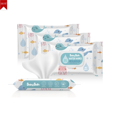 OEM Baby Wet Wipes แบบใช้แล้วทิ้งสำหรับผิวบอบบาง Baby