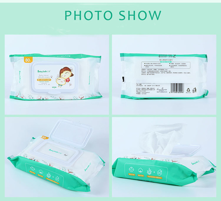 ทิชชู่เปียกสำหรับเด็กแรกเกิด 80 ชิ้น Spunlace Nonwoven Baby Wipes แต่ละแพ็ค