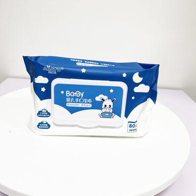 ทิชชู่เปียกไร้กลิ่นเป็นมิตรกับสิ่งแวดล้อม ทิชชู่เปียก 80CT ฝาพับสำหรับทารก