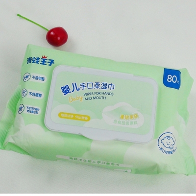 OEM Pure Water Organic Biodegradable ผ้าเช็ดทำความสะอาดแบบใช้แล้วทิ้ง 80 ชิ้นสำหรับการดูแลผิวเด็ก