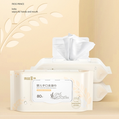80 ชิ้นต่อถุง Natural Fabric Biodegradable Baby Wet Wipes ผ้าเช็ดทำความสะอาดเปียกสำหรับทารกออร์แกนิค