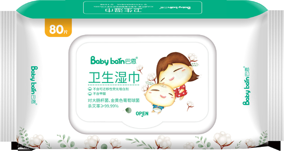 Spunlaced Nonwoven Baby Wipes 80 ชิ้น Cleaning Organic Water ผ้าเช็ดทำความสะอาดเปียกสำหรับเด็ก