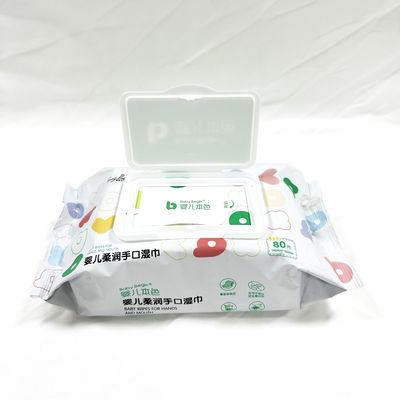 การดูแลทำความสะอาดขายส่ง Spunlace ผ้านอนวูฟเวน Baby Wet Wipes สำหรับปากและมือ