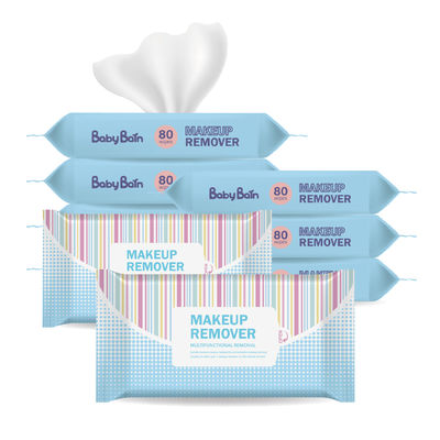 Fragrance Free เมคอัพรีมูฟเวอร์ คลีนซิ่ง ไวพส์ ทิชชู่เปียกแบบใช้แล้วทิ้ง อ่อนโยนสำหรับทุกสภาพผิว