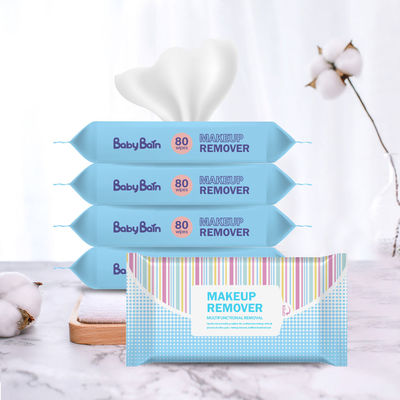 ขายส่งโลโก้ที่กำหนดเองออร์แกนิกทำความสะอาดผิวหน้าและอ่อนโยน Make up Remover ผ้าเช็ดทำความสะอาดใบหน้าสำหรับผู้หญิง