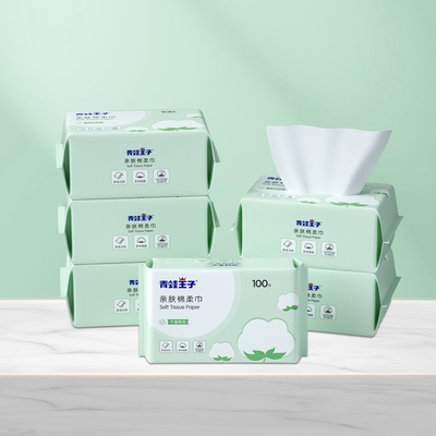 กระดาษเช็ดหน้าผ้าฝ้าย 100% ใช้แล้วทิ้ง Viscose Nonwoven ผ้าเช็ดทำความสะอาดเพื่อความงาม