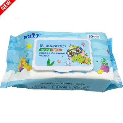 พืชผ้าทิชชู่เปียก Biodegradable Flushable Baby Wipes Fragrance Free Wet Wipes
