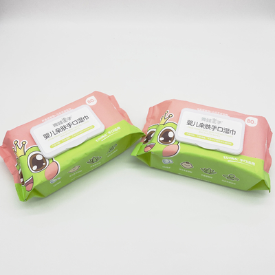 พืชผ้าทิชชู่เปียก Biodegradable Flushable Baby Wipes Fragrance Free Wet Wipes