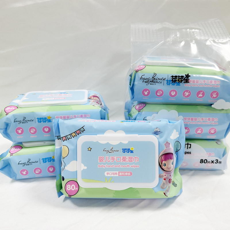 การดูแลทำความสะอาดขายส่ง Spunlace ผ้านอนวูฟเวน Baby Wet Wipes สำหรับปากและมือ